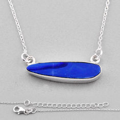 5.54cts natural blue doublet opal australian 925 sterling silver necklace n32381