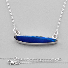 5.76cts natural blue doublet opal australian 925 sterling silver necklace n32384