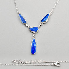 17.48cts natural blue doublet opal australian fancy 925 silver necklace n10384