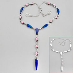 42.15cts natural blue doublet opal australian opal 925 silver necklace c32713