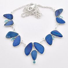 28.24cts natural blue doublet opal australian topaz 925 silver necklace t58225