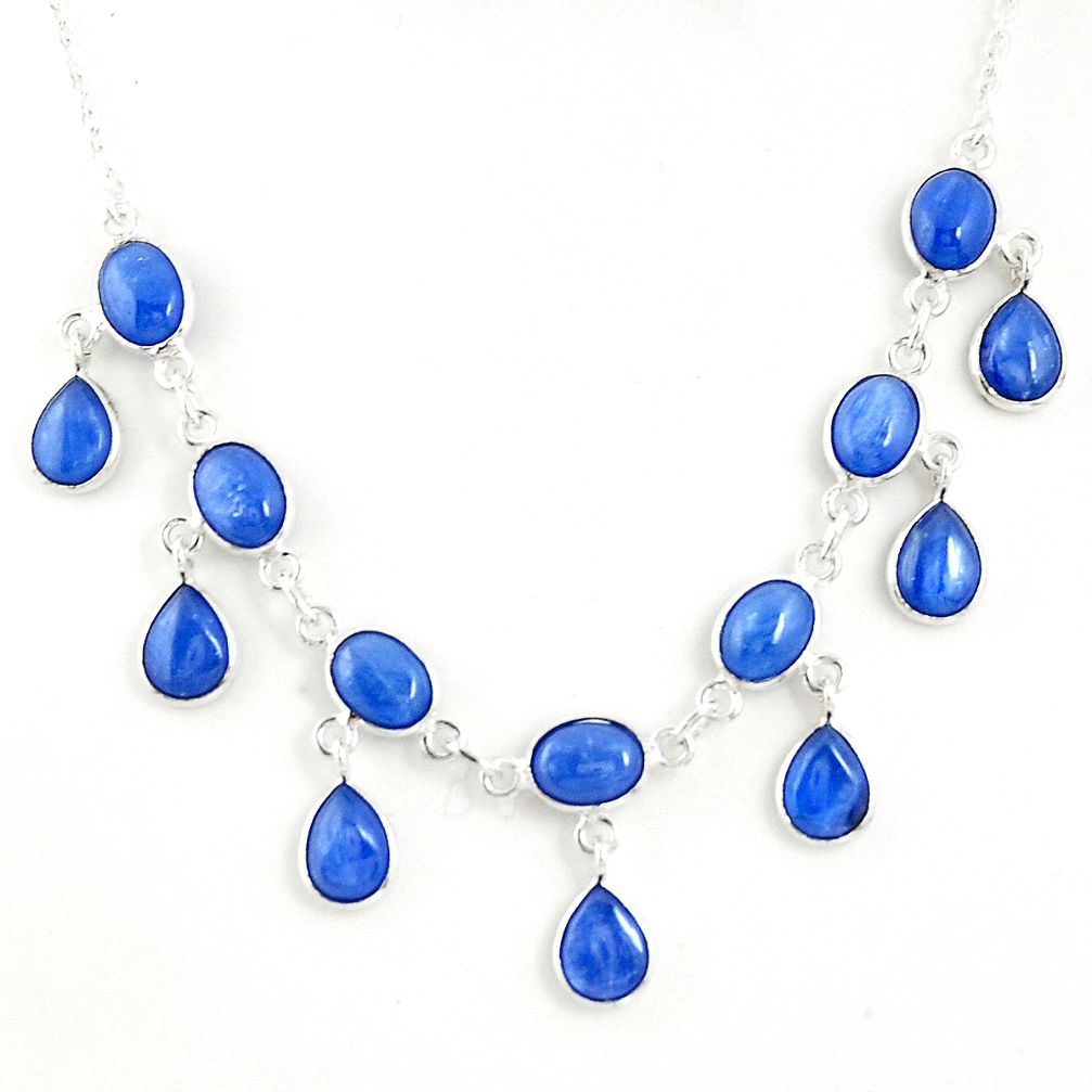 28.70cts natural blue kyanite 925 sterling silver necklace jewelry r49385