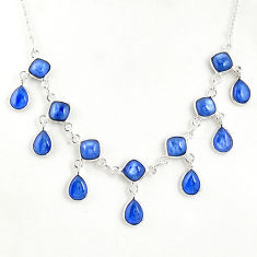 21.38cts natural blue kyanite 925 sterling silver necklace jewelry r49389