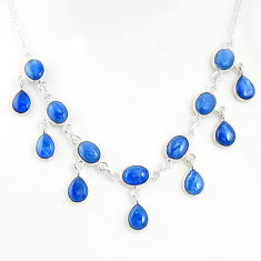 Clearance Sale- 21.81cts natural blue kyanite 925 sterling silver necklace jewelry r49399