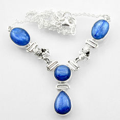 25.89cts natural blue kyanite 925 sterling silver necklace jewelry r52317
