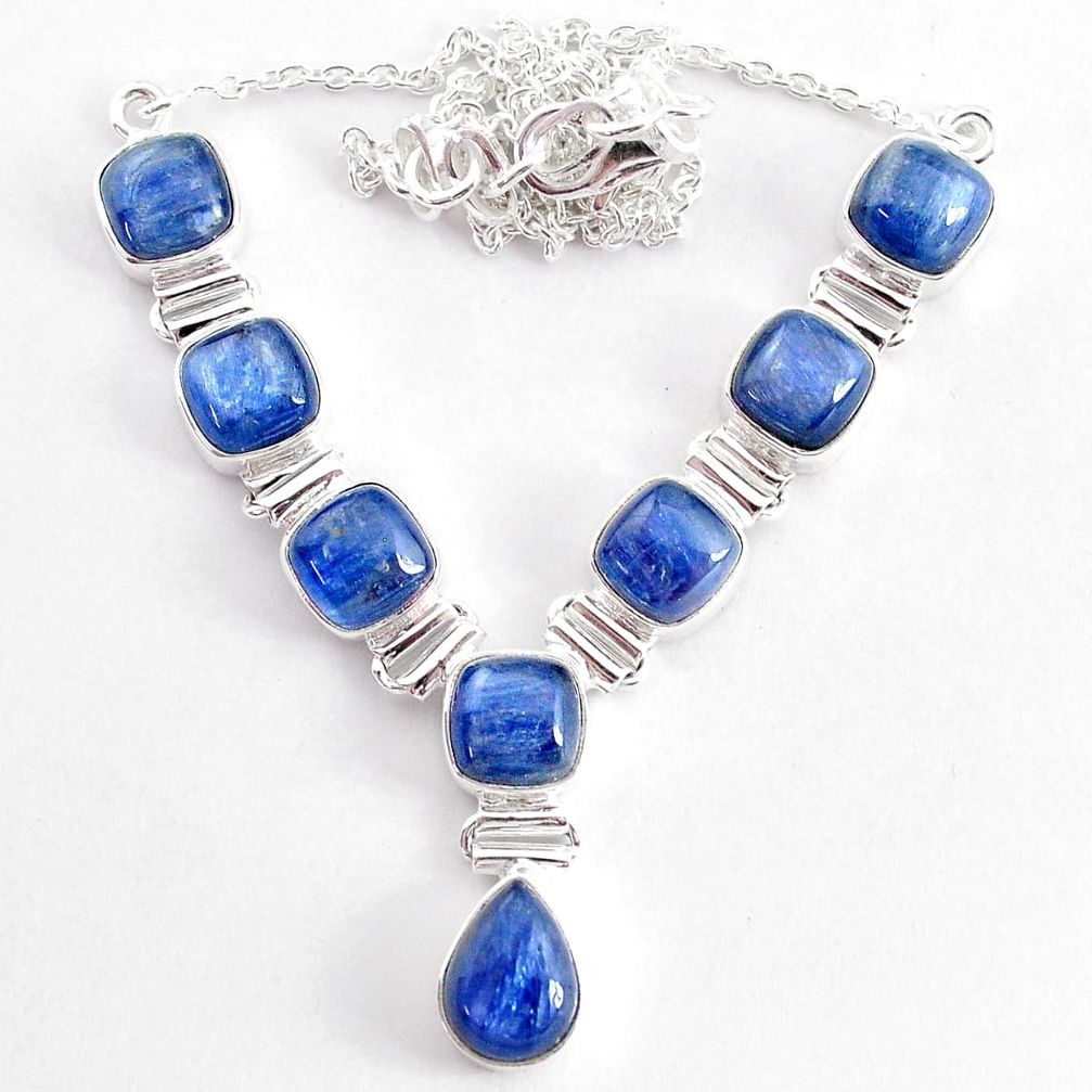 30.64cts natural blue kyanite 925 sterling silver necklace jewelry t2579