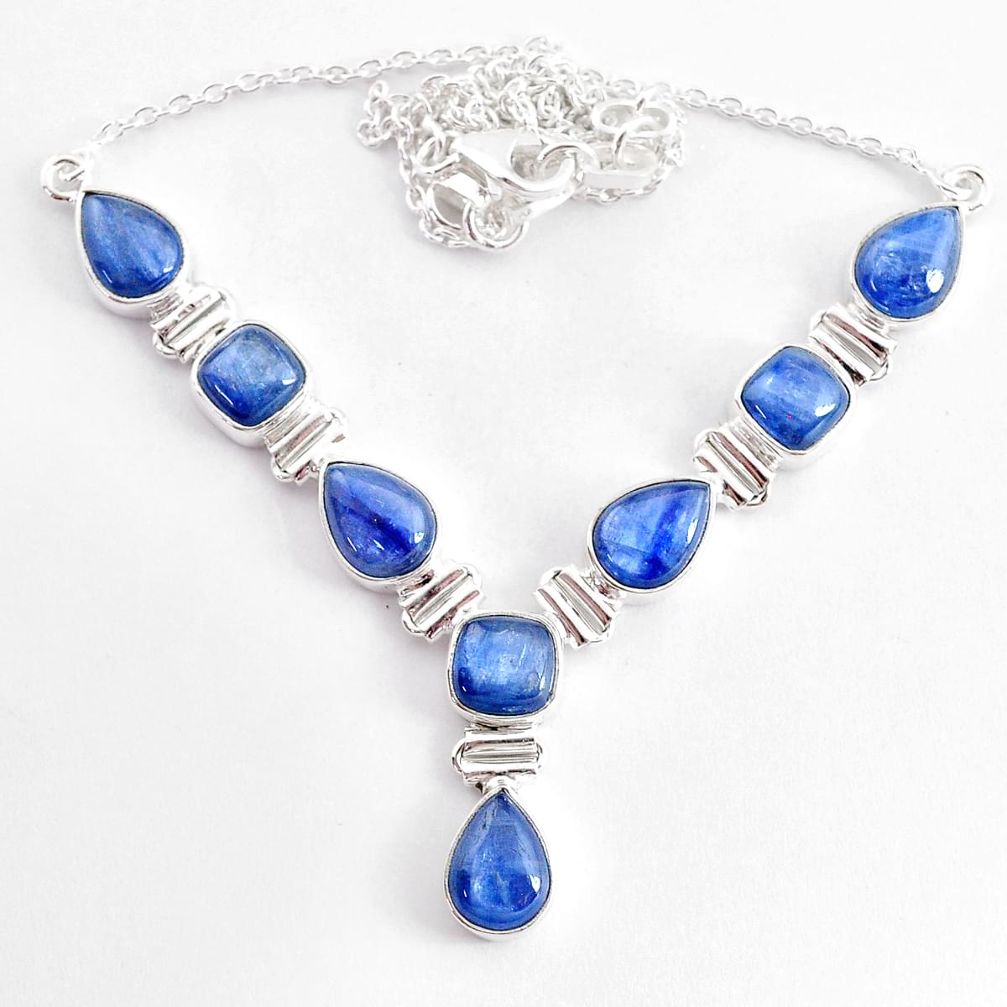 32.34cts natural blue kyanite 925 sterling silver necklace jewelry t2580