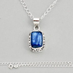 6.62cts natural blue kyanite octagan 925 sterling silver necklace jewelry y81842