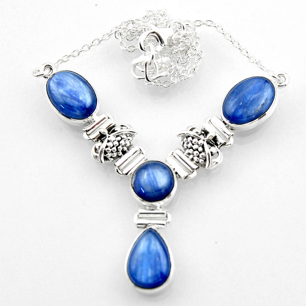 25.34cts natural blue kyanite pear 925 sterling silver necklace jewelry r52318