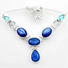 29.22cts natural blue kyanite topaz 925 sterling silver necklace jewelry r52299