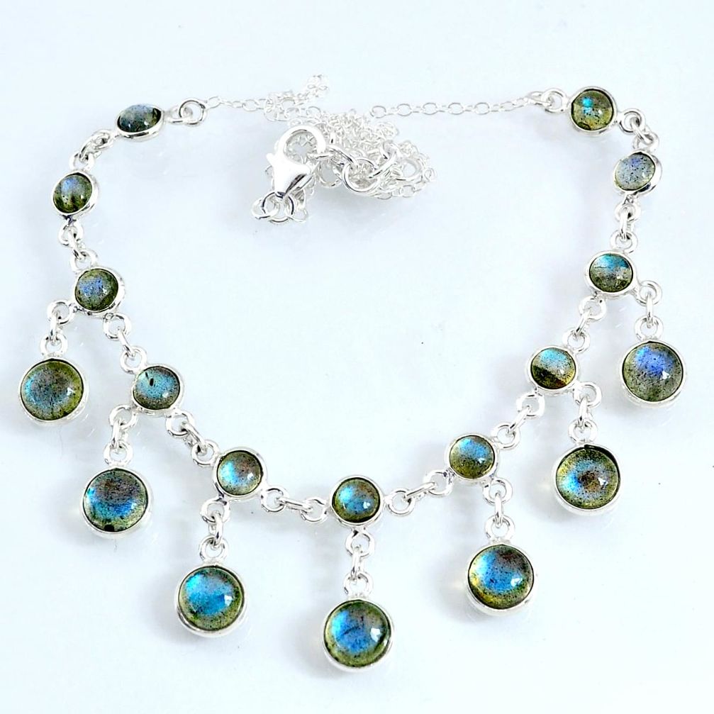 25.26cts natural blue labradorite 925 sterling silver necklace jewelry r69361