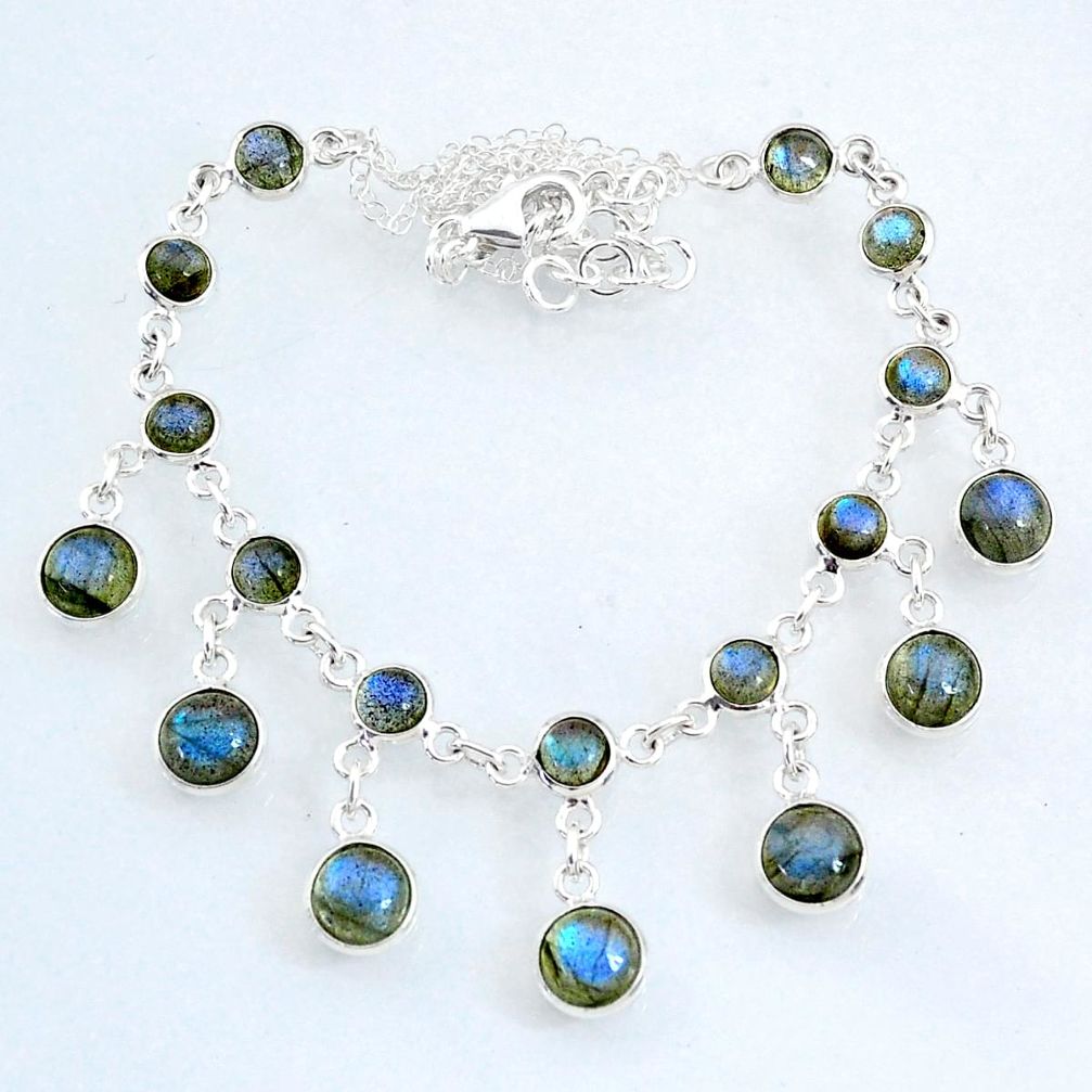 25.26cts natural blue labradorite 925 sterling silver necklace jewelry r69370