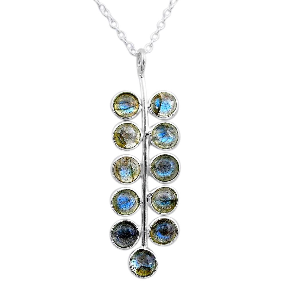 6.04cts natural blue labradorite 925 sterling silver necklace jewelry t12389