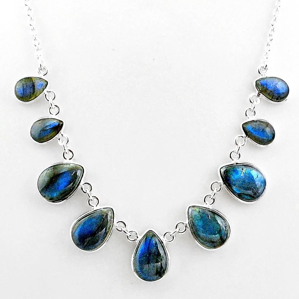 32.55cts natural blue labradorite 925 sterling silver necklace jewelry t16103