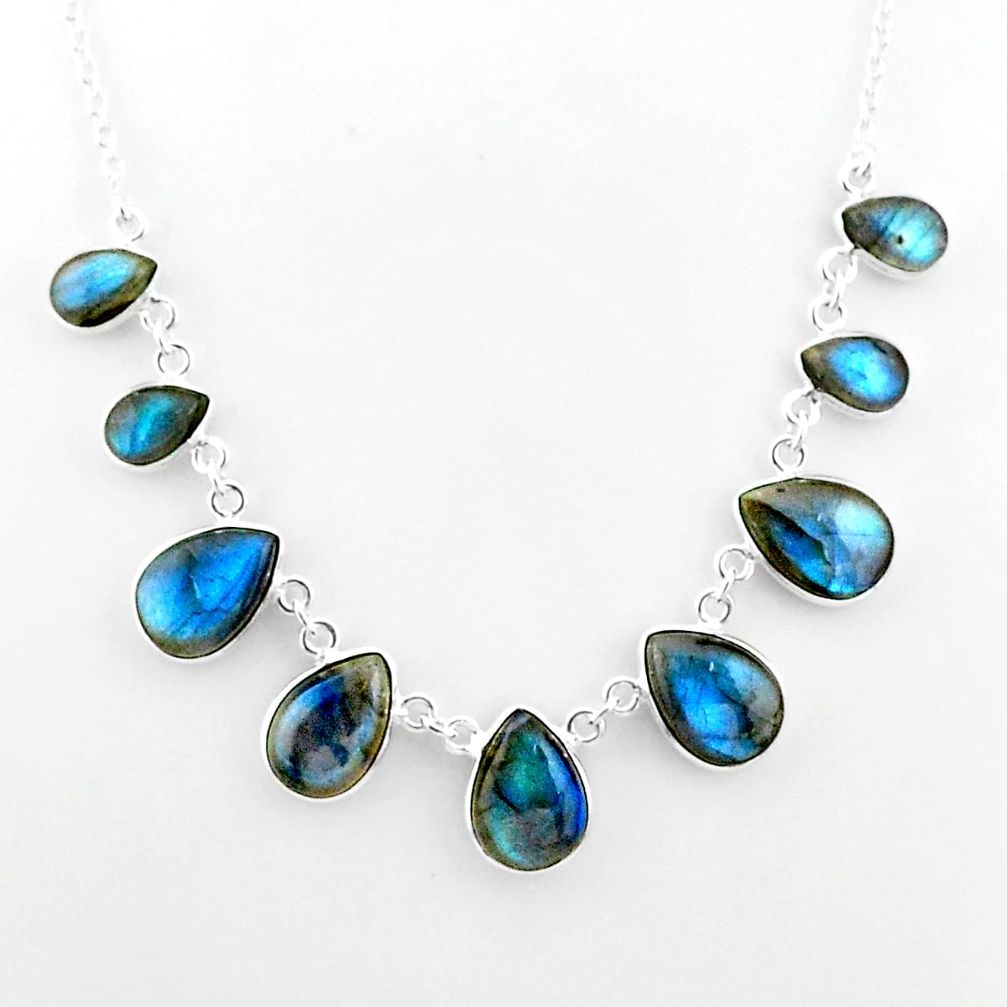 31.23cts natural blue labradorite 925 sterling silver necklace jewelry t16106