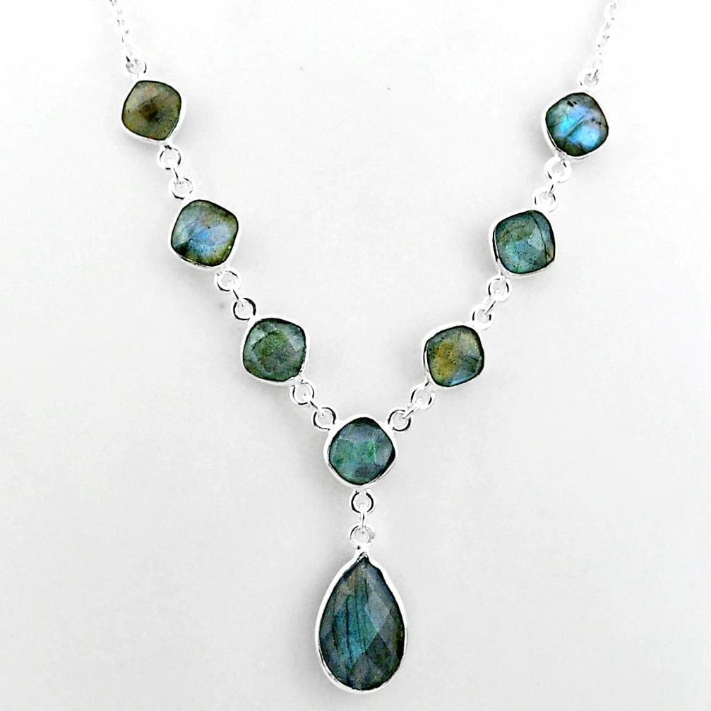 24.65cts natural blue labradorite 925 sterling silver necklace jewelry t16108