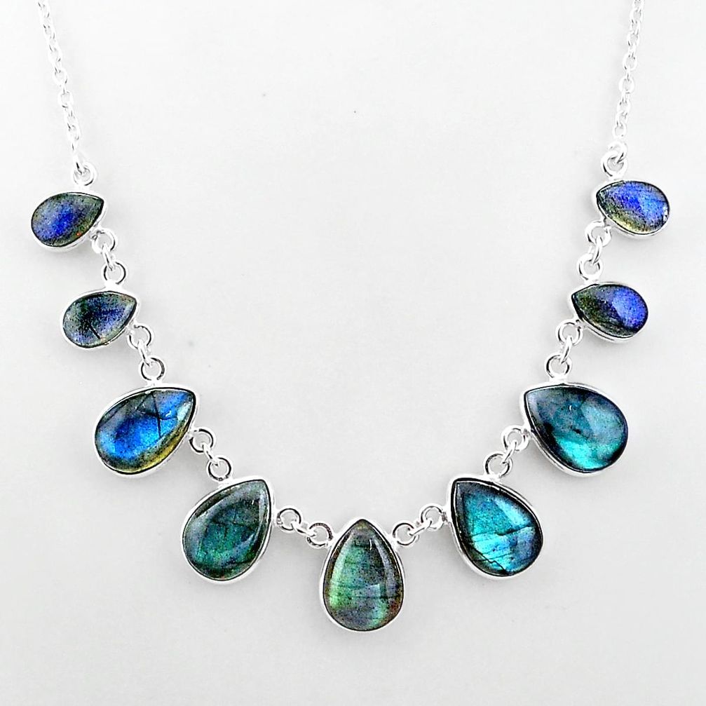 32.65cts natural blue labradorite 925 sterling silver necklace jewelry t16111
