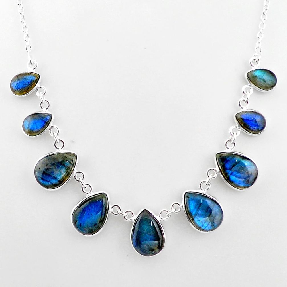 33.15cts natural blue labradorite 925 sterling silver necklace jewelry t16118