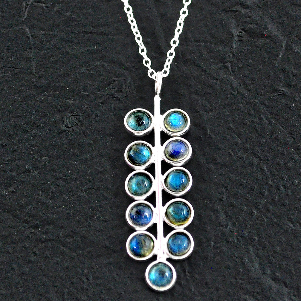 5.54cts natural blue labradorite 925 sterling silver necklace jewelry t4717