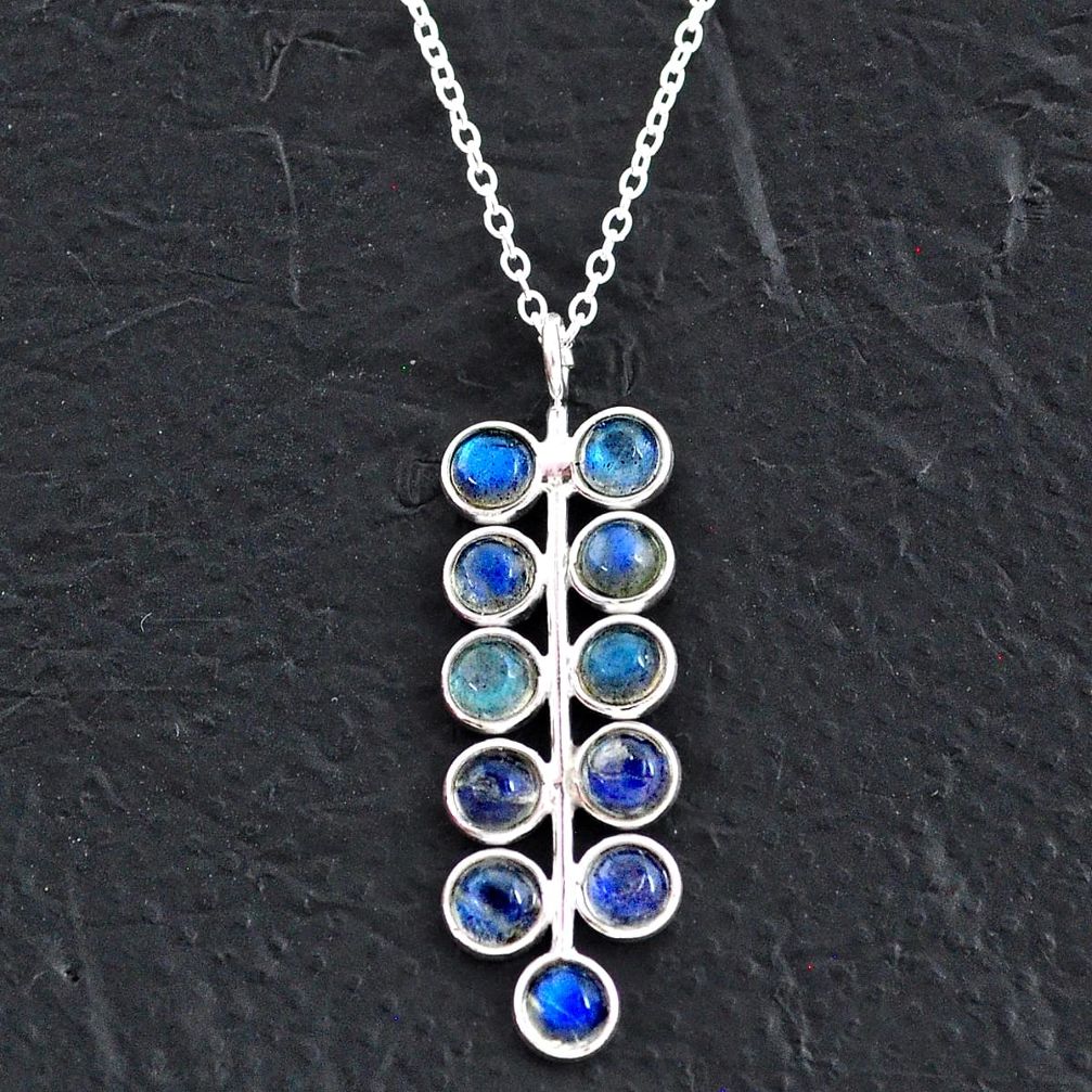 5.73cts natural blue labradorite 925 sterling silver necklace jewelry t4720