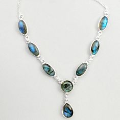 26.68cts natural blue labradorite 925 sterling silver necklace jewelry t76662