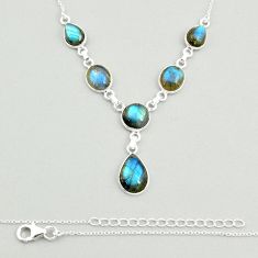 23.19cts natural blue labradorite 925 sterling silver necklace jewelry u25038
