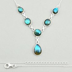 23.17cts natural blue labradorite 925 sterling silver necklace jewelry u25040