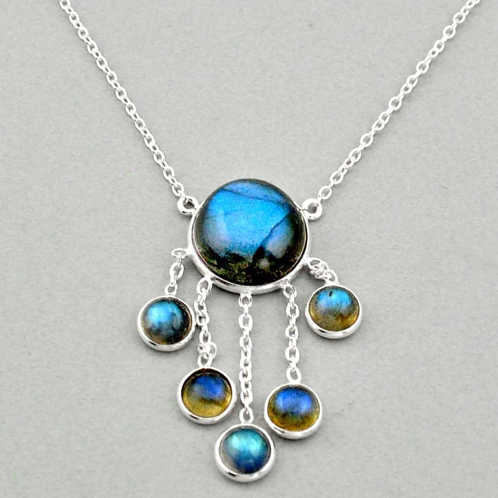10.30cts natural blue labradorite 925 sterling silver necklace jewelry u3160