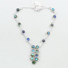 17.73cts natural blue labradorite 925 sterling silver necklace jewelry u32874