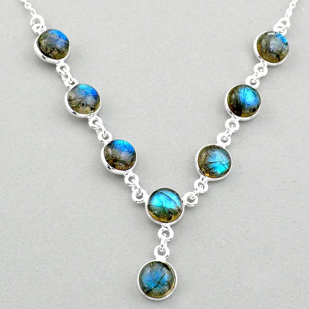 19.50cts natural blue labradorite 925 sterling silver necklace jewelry u3378