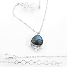 6.32cts natural blue labradorite 925 sterling silver necklace jewelry u77446