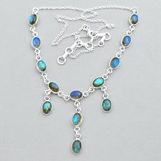 21.50cts natural blue labradorite 925 sterling silver necklace jewelry y14629