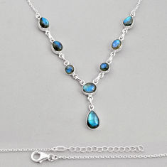 22.92cts natural blue labradorite 925 sterling silver necklace jewelry y28271