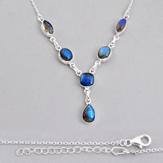 24.44cts natural blue labradorite 925 sterling silver necklace jewelry y28770