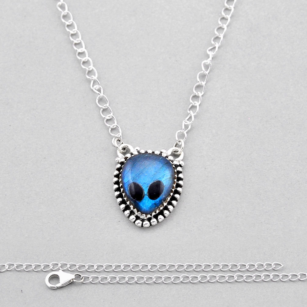 8.96cts natural blue labradorite onyx 925 sterling silver aline necklace n53377
