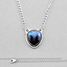7.95cts natural blue labradorite onyx 925 sterling silver aline necklace n53379