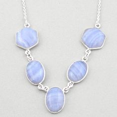 27.13cts natural blue lace agate 925 sterling silver necklace jewelry t83322