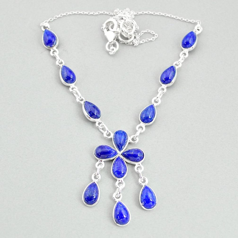 22.07cts natural blue lapis lazuli 925 silver necklace jewelry t34102