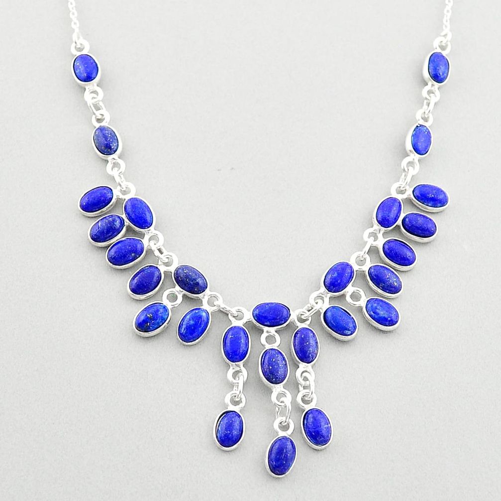 24.33cts natural blue lapis lazuli 925 sterling silver necklace jewelry t66303