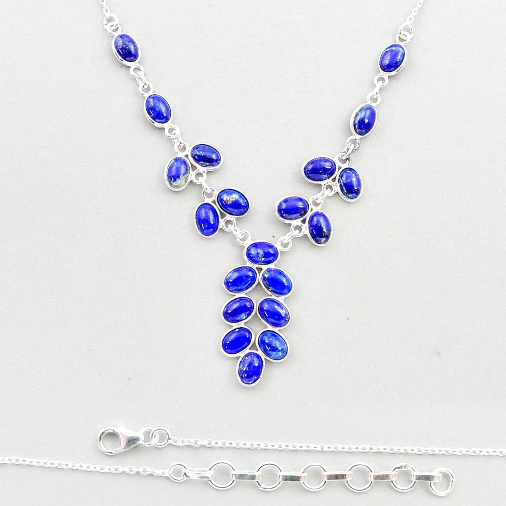 28.06cts natural blue lapis lazuli 925 sterling silver necklace jewelry u32806