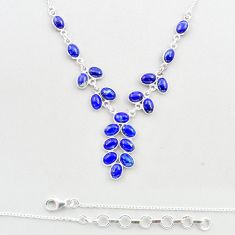 28.06cts natural blue lapis lazuli 925 sterling silver necklace jewelry u32806