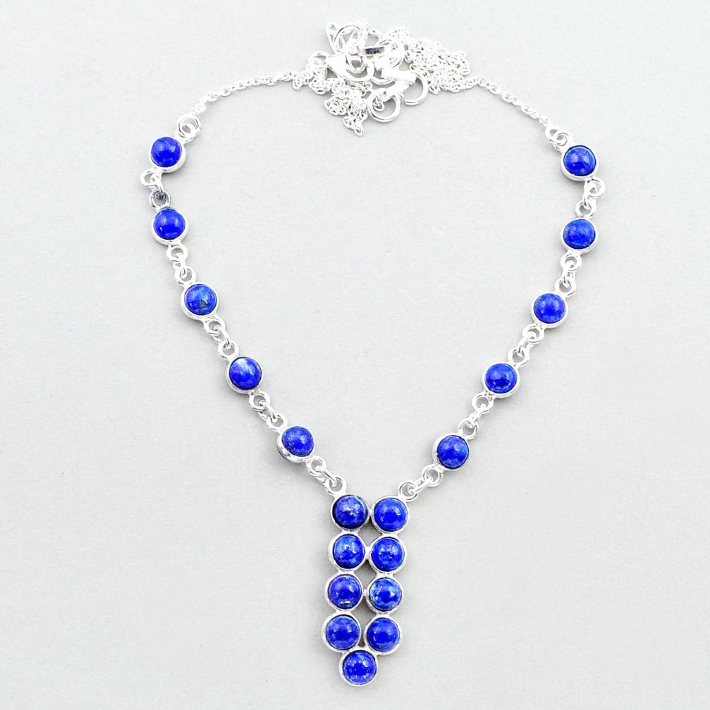 16.42cts natural blue lapis lazuli 925 sterling silver necklace jewelry u32862