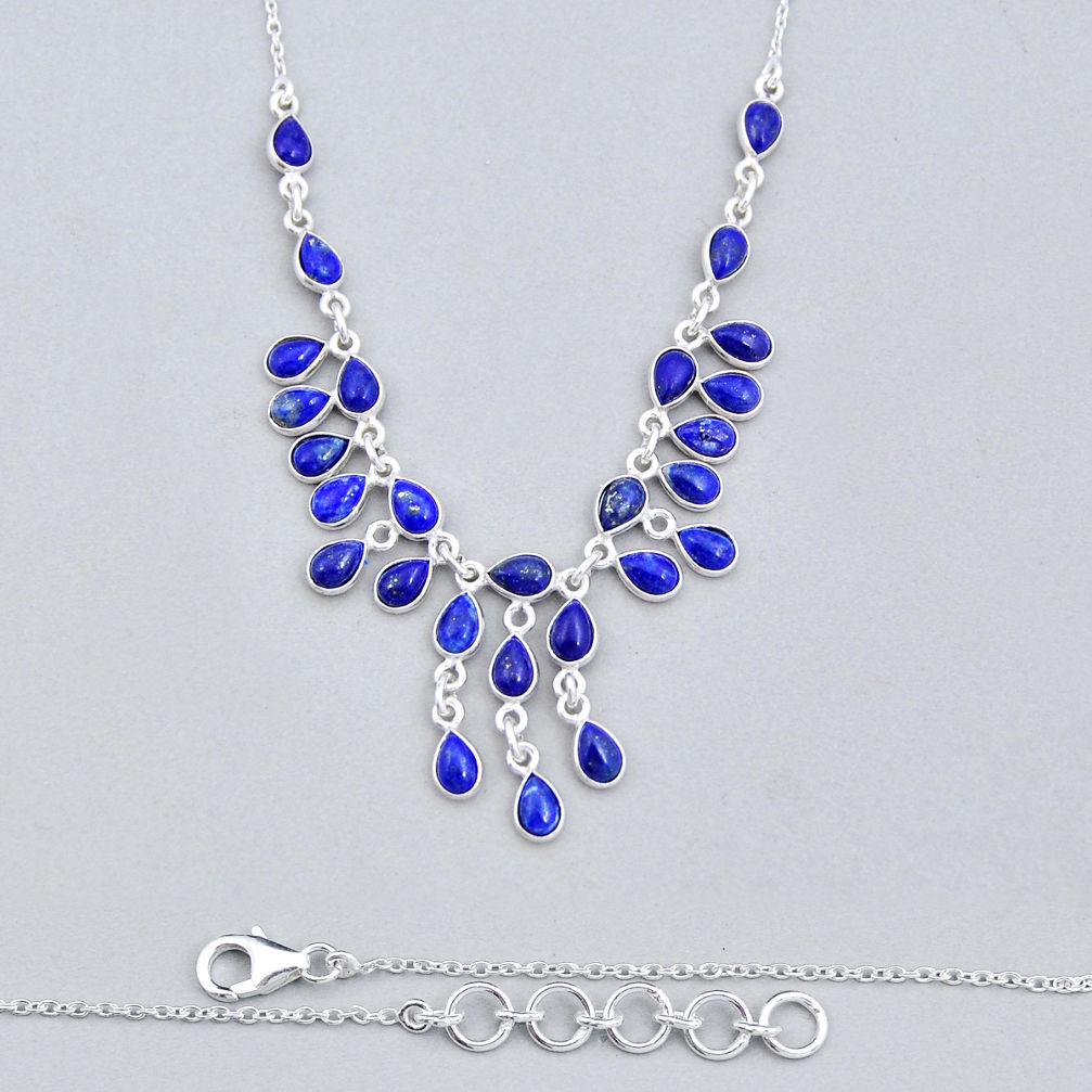 24.18cts natural blue lapis lazuli 925 sterling silver necklace jewelry y6886