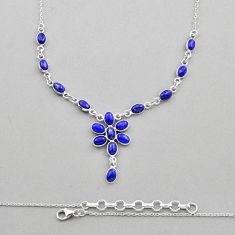 16.41cts natural blue lapis lazuli 925 sterling silver necklace jewelry y89981