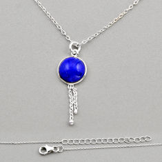 5.23cts natural blue lapis lazuli 925 sterling silver necklace jewelry y96255