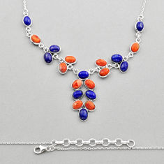 26.62cts natural blue lapis lazuli mojave turquoise 925 silver necklace y89995