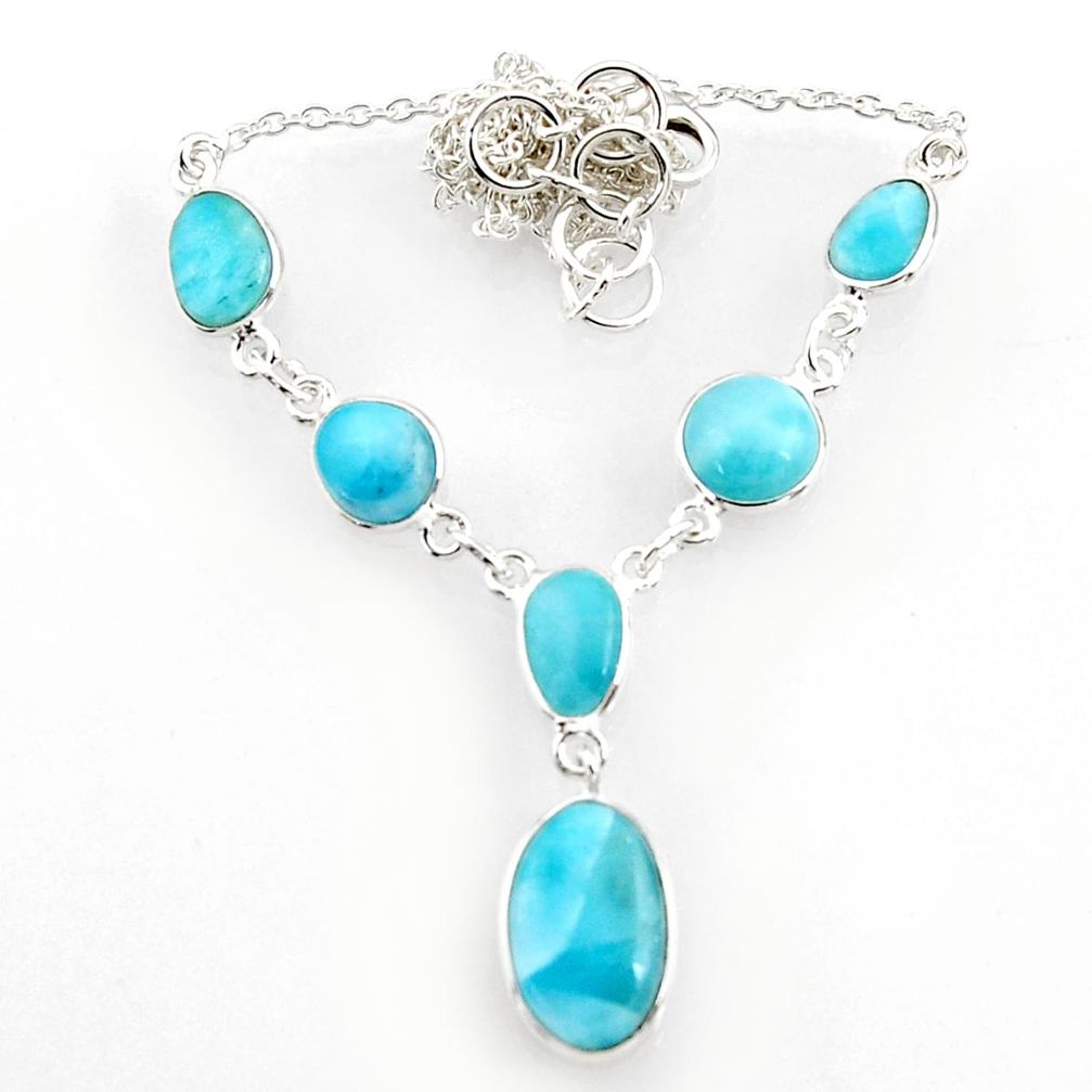 22.57cts natural blue larimar 925 sterling silver necklace jewelry d44533