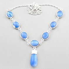 31.53cts natural blue owyhee opal 925 sterling silver necklace jewelry t61756