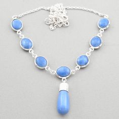30.88cts natural blue owyhee opal 925 sterling silver necklace jewelry t61777