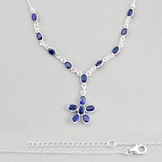 15.21cts natural blue sapphire oval 925 sterling silver necklace jewelry y76898